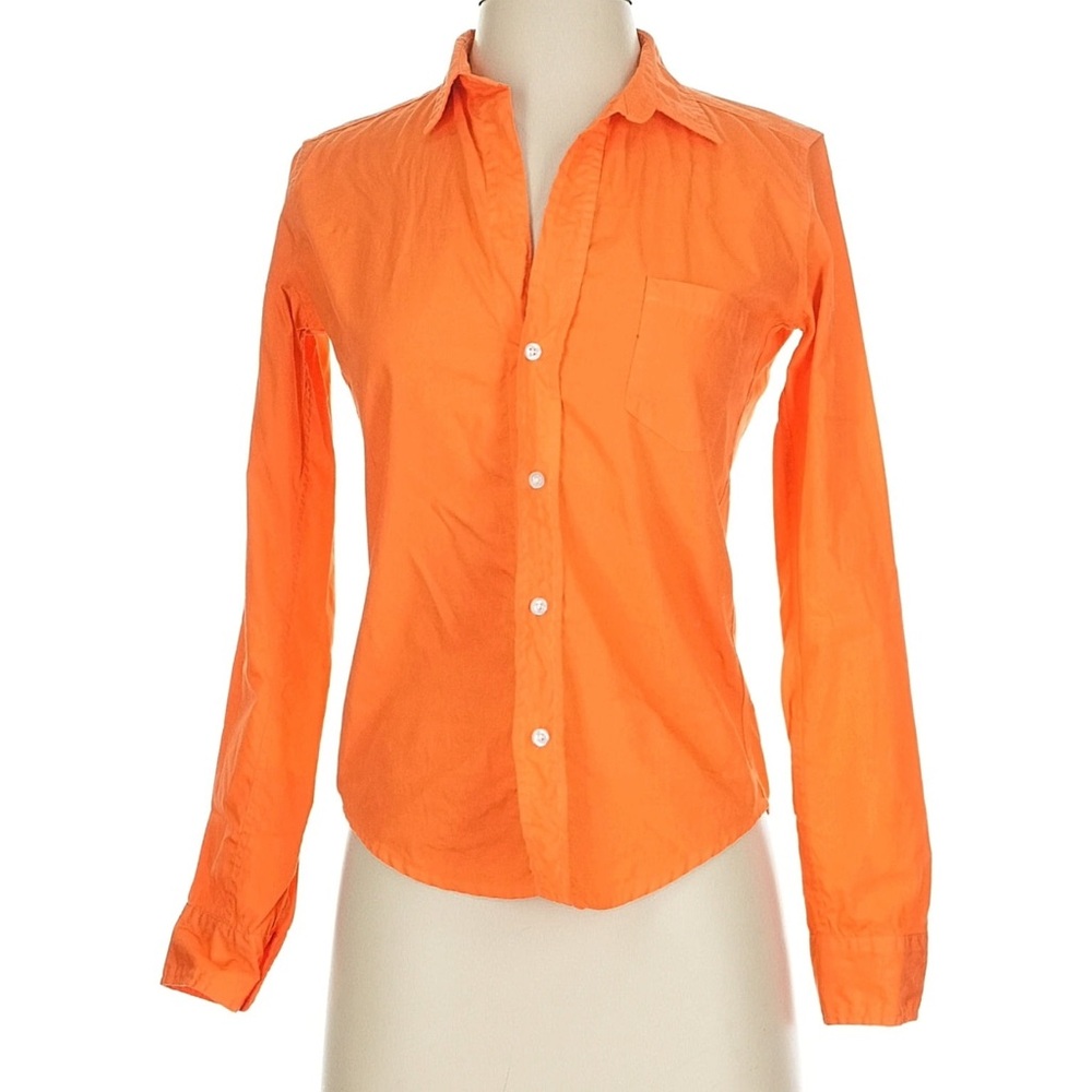 Frank & Eileen Barry Coral-Orange Button Cotton Shirt